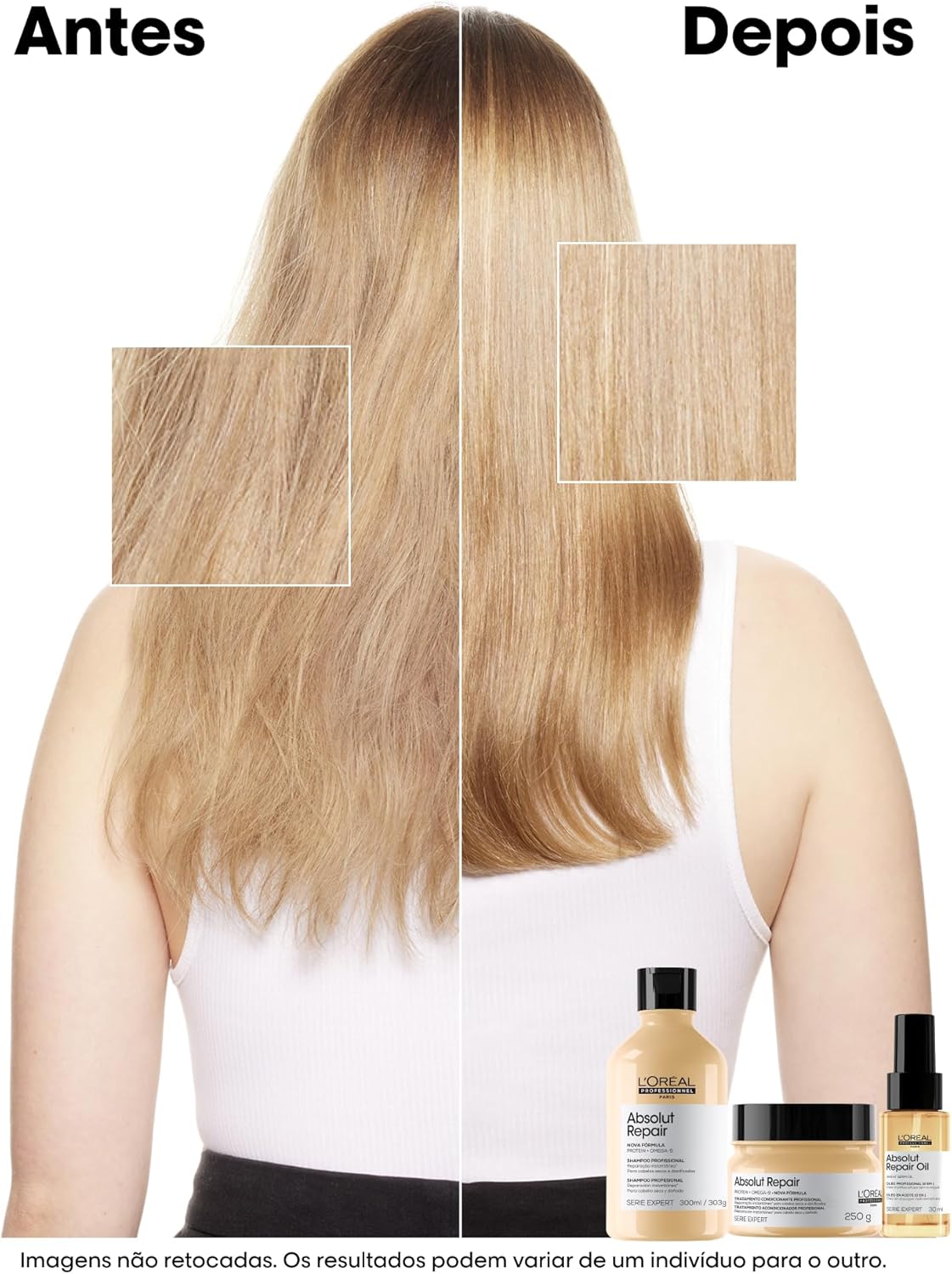 L'Oréal Professionnel Óleo 10 em 1 Absolut Repair | Multi-benefícios para cabelos secos e danificados | Repara e Promove Brilho | Com Gold Quinoa e Proteínas