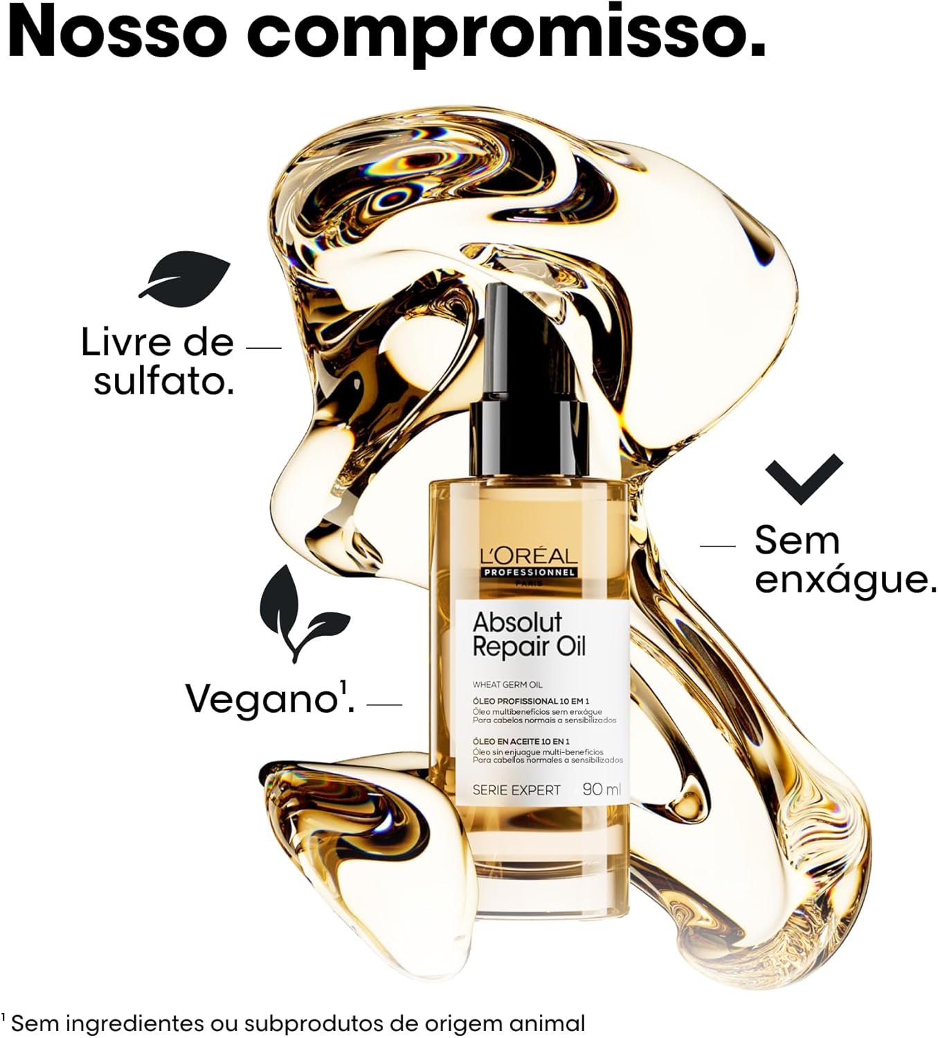 L'Oréal Professionnel Óleo 10 em 1 Absolut Repair | Multi-benefícios para cabelos secos e danificados | Repara e Promove Brilho | Com Gold Quinoa e Proteínas