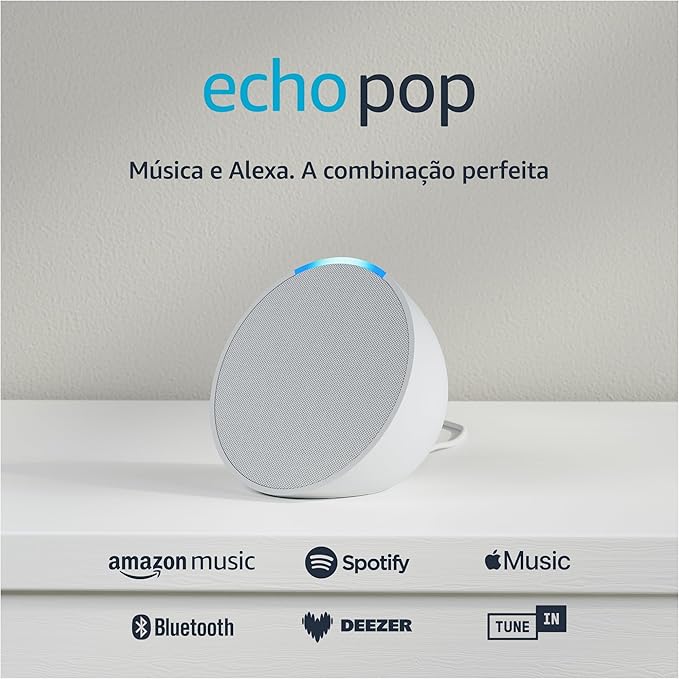 Echo Pop (Geração mais recente) | Smart speaker compacto com som envolvente e Alexa | Cor Branca