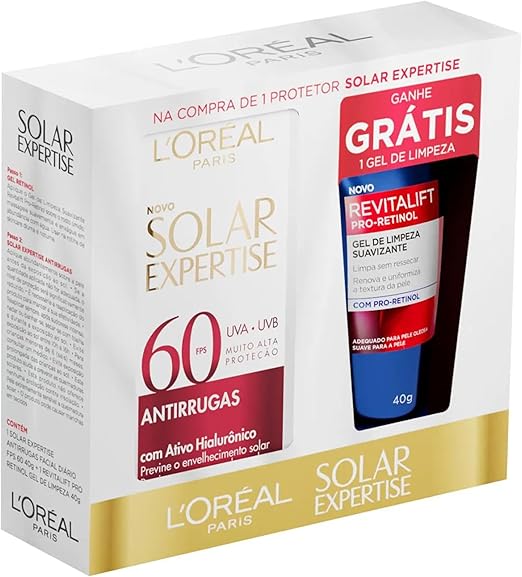 KIT SOLAR EXPERTISE FACIAL ANTIRRUGAS + GEL DE LIMPEZA RETINOL