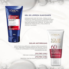 KIT SOLAR EXPERTISE FACIAL ANTIRRUGAS + GEL DE LIMPEZA RETINOL