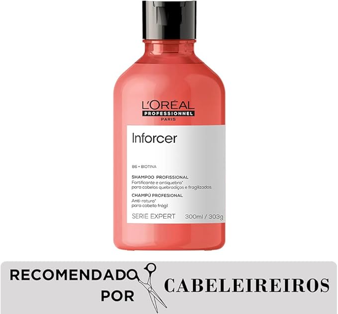L'Oréal Professionnel Inforcer Shampoo Fortificante Antiqueda por Quebra, Crescimento Saudável Para Cabelos Frágeis e Quebradiços Com Biotina e Vitamina B6, 300ml