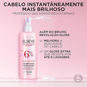 L'Oréal Paris Elseve Acidificante Capilar Glycolic Gloss, Brilho Durador Resiste por até 6 Lavagens, 200ml