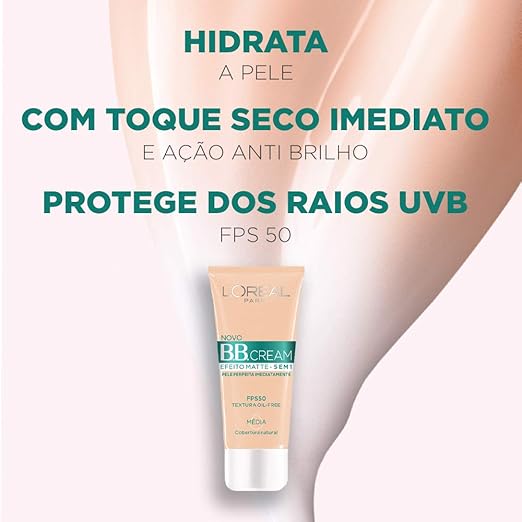 Base BB Cream L'Oréal Paris Efeito Matte Cor Clara FPS 50, 30ml