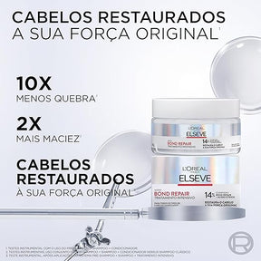L'Oréal Paris Elseve Bond Repair Máscara de Tratamento Intensivo, com Ácido Cítrico e Glicina, Repara Ligações Capilares Quebradas, Reconstrução Profunda de Fios Danificados, 200g