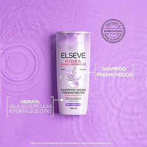 L'Oréal Paris Elseve Hidra Hialurônico Kit Shampoo 400ml + Condicionador 400ml + Creme de Tratamento 300G, Ação Preenchedora que Injeta 4X Mais Hidratação nos Fios Desde o Primeiro Uso