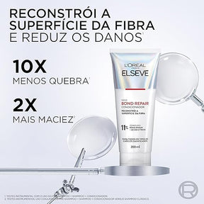 L'Oréal Paris Elseve Bond Repair Condicionador Reparação Molecular com Ácido Cítrico, Sela Cutículas e Reconstrói Ligações, Devolve Força, Brilho e Maciez aos Cabelos Danificados, 200ml