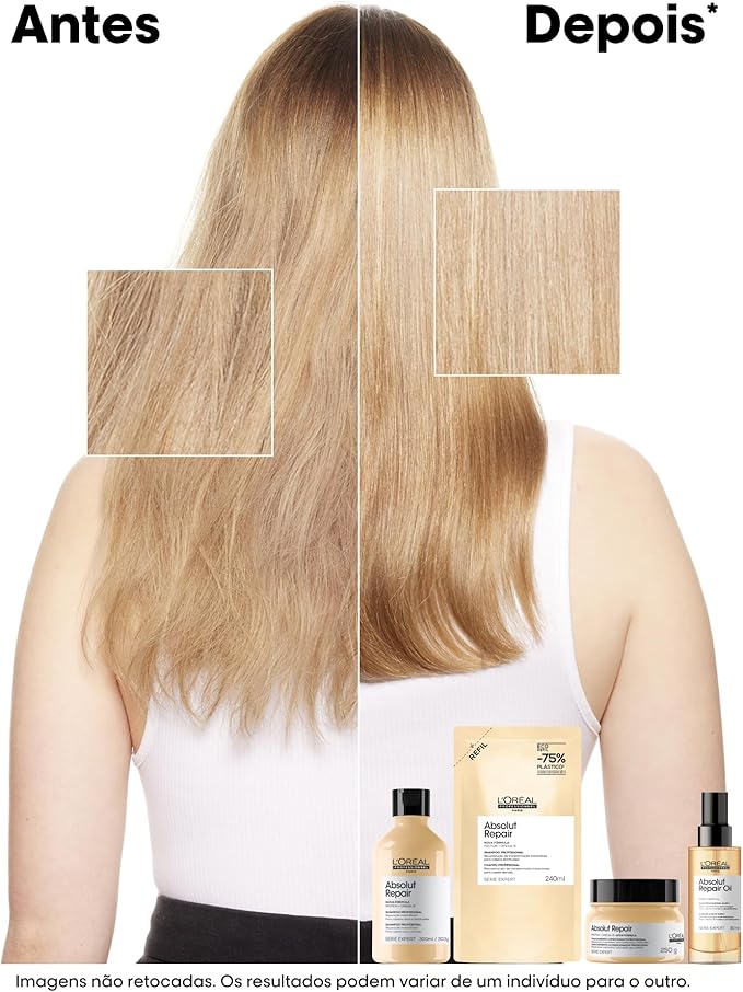 L'Oréal Professionnel Óleo 10 em 1 Absolut Repair | Multi-benefícios para cabelos secos e danificados | Repara e Promove Brilho | Com Gold Quinoa e Proteínas