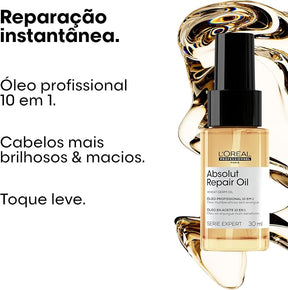L'Oréal Professionnel Óleo 10 em 1 Absolut Repair | Multi-benefícios para cabelos secos e danificados | Repara e Promove Brilho | Com Gold Quinoa e Proteínas