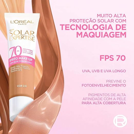 L'Oréal Expertise Protetor Solar Efeito Make-up FPS 70 Cor 2.0 30g