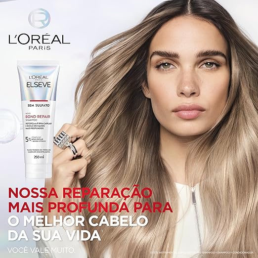 L'Oréal Paris Elseve Bond Repair Kit Tratamento Completo Reparação Molecular com Ácido Cítrico, Reconstrói Ligações e Devolve Força aos Cabelos Danificados (Pré-Shampoo + Shampoo + Condicionador)