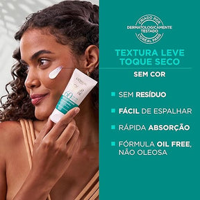 L'Oréal Paris Solar Expertise Protetor Solar Facial Antioleosidade FPS60 Efeito Matte com Ácido Salicílico, Alta Proteção de Amplo Espectro, Sem Cor, 40g