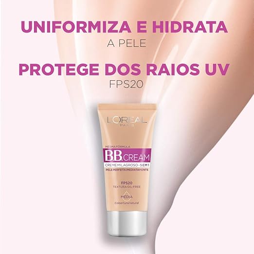 BB Cream Dermo Expertise Base Média 30ml, L'Oréal Paris, Médio, 30Ml