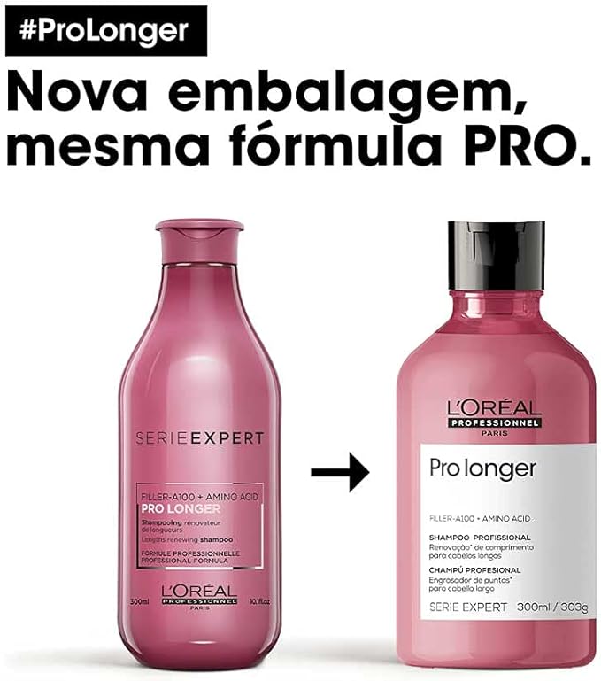 L'Oréal Professionnel Shampoo Pro Longer | Reduz a Quebra e a Aparência de Pontas Duplas | Adiciona Volume e Brilho | Para cabelos finos e com afinamento | 300ml