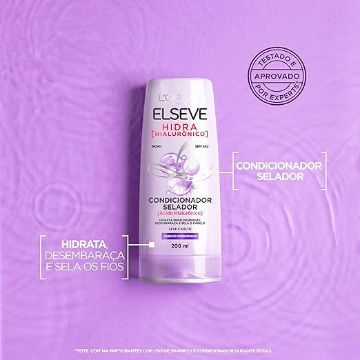 L'Oréal Paris Elseve Hidra Hialurônico Kit Shampoo 400ml + Condicionador 400ml + Creme de Tratamento 300G, Ação Preenchedora que Injeta 4X Mais Hidratação nos Fios Desde o Primeiro Uso