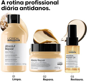 L'Oréal Professionnel Óleo 10 em 1 Absolut Repair | Multi-benefícios para cabelos secos e danificados | Repara e Promove Brilho | Com Gold Quinoa e Proteínas