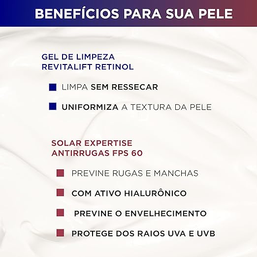 KIT SOLAR EXPERTISE FACIAL ANTIRRUGAS + GEL DE LIMPEZA RETINOL