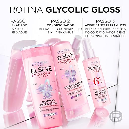 L'Oréal Paris Elseve Acidificante Capilar Glycolic Gloss, Brilho Durador Resiste por até 6 Lavagens, 200ml