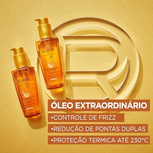 ELSÉVE Óleo Capilar L'Oréal Paris Elseve Óleo Extraordinário 100Ml - Leave In Anti Frizz Protetor Térmico Tratamento Reconstrutor Para Todos Os Tipos De Cabelo