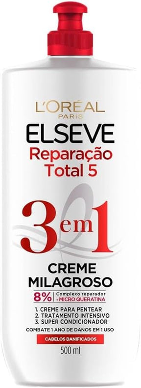 Creme Milagroso 3 em 1 Elseve Reparação Total 5 500ml