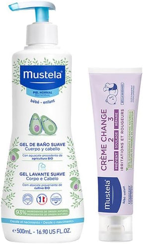 Mustela Gel Lavante Suave 500ml - Sabonete Líquido Corpo e Cabelo Infantil - 93% de Ingredientes de Origem Natural - Seguro Desde o Nascimento