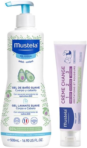 Mustela Gel Lavante Suave 500ml - Sabonete Líquido Corpo e Cabelo Infantil - 93% de Ingredientes de Origem Natural - Seguro Desde o Nascimento