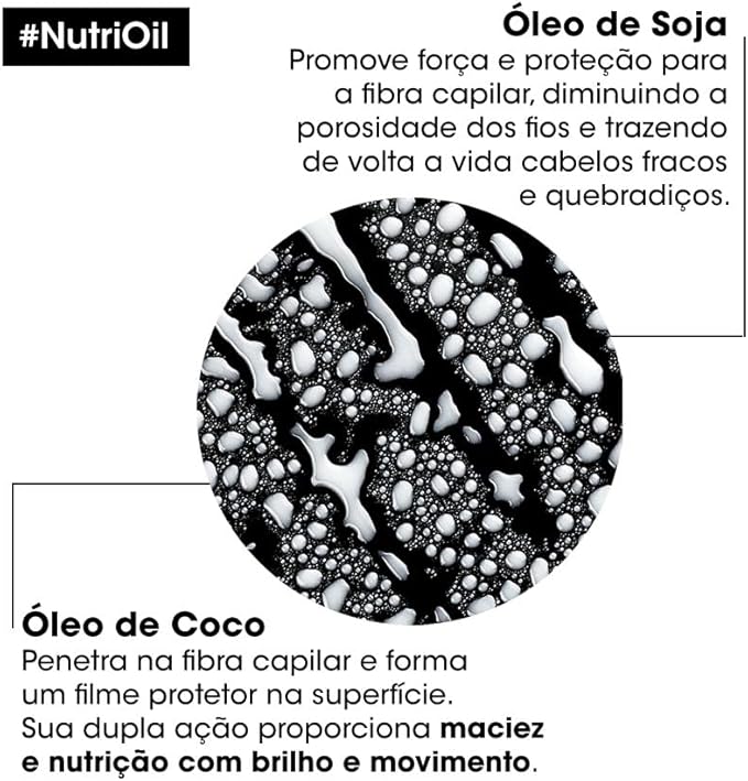 L'Oréal Professionnel Condicionador NutriOil para nutrição e brilho, enriquecido com óleo de coco, com textura leve e para todos os tipos de cabelo, 200ml