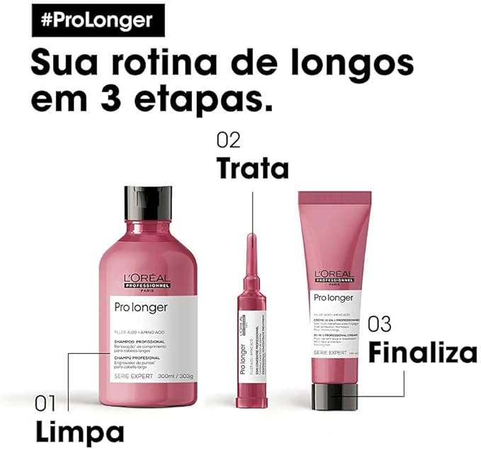 L'Oréal Professionnel Shampoo Pro Longer | Reduz a Quebra e a Aparência de Pontas Duplas | Adiciona Volume e Brilho | Para cabelos finos e com afinamento | 300ml