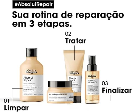 Kit de Tratamento Completo Loreal Professionnel Absolut Repair Gold Quinoa + Protein Pequeno