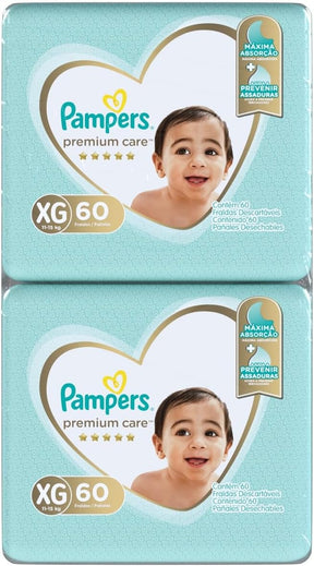 Fralda Descartável Pampers Premium Care – Tamanho XG, 120 Unidades
