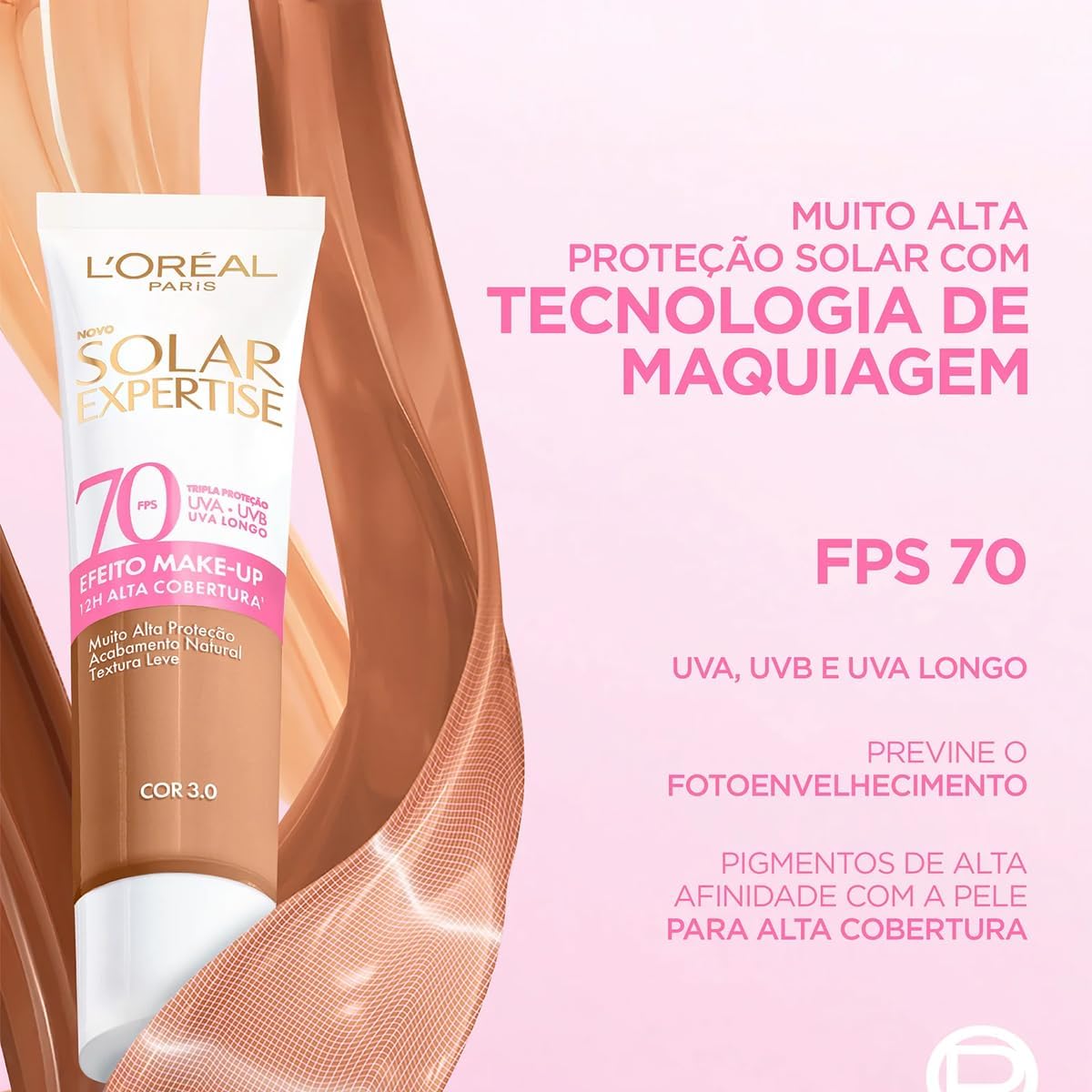 L'oréal Protetor Solar Expertise Efeito Make-up FPS 70 Cor 3.0 30g