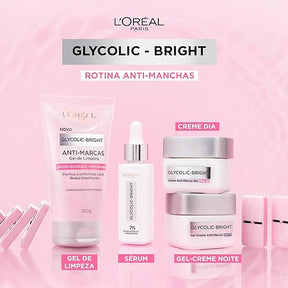 L'Oréal Paris Glycolic-Bright, Sérum Facial Anti-Manchas com Ácido Glicólico e Niacinamida, Melhora a Textura e Hidratação e Uniformiza o Tom da Pele, 30ml