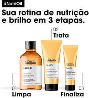 L'Oréal Professionnel Condicionador NutriOil para nutrição e brilho, enriquecido com óleo de coco, com textura leve e para todos os tipos de cabelo, 200ml
