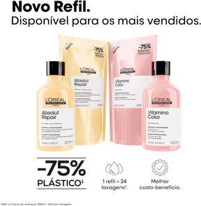 L'Oréal Professionnel Serie Expert Absolut Repair, Shampoo Reconstrutor para Cabelos Danificados e Finos Refil com Quinoa Dourada, Reparação Profunda e Brilho Intenso 240ml