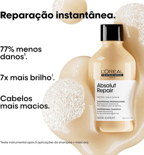 L'Oréal Professionnel Serie Expert Absolut Repair, Shampoo Reconstrutor para Cabelos Danificados e Finos Refil com Quinoa Dourada, Reparação Profunda e Brilho Intenso 240ml