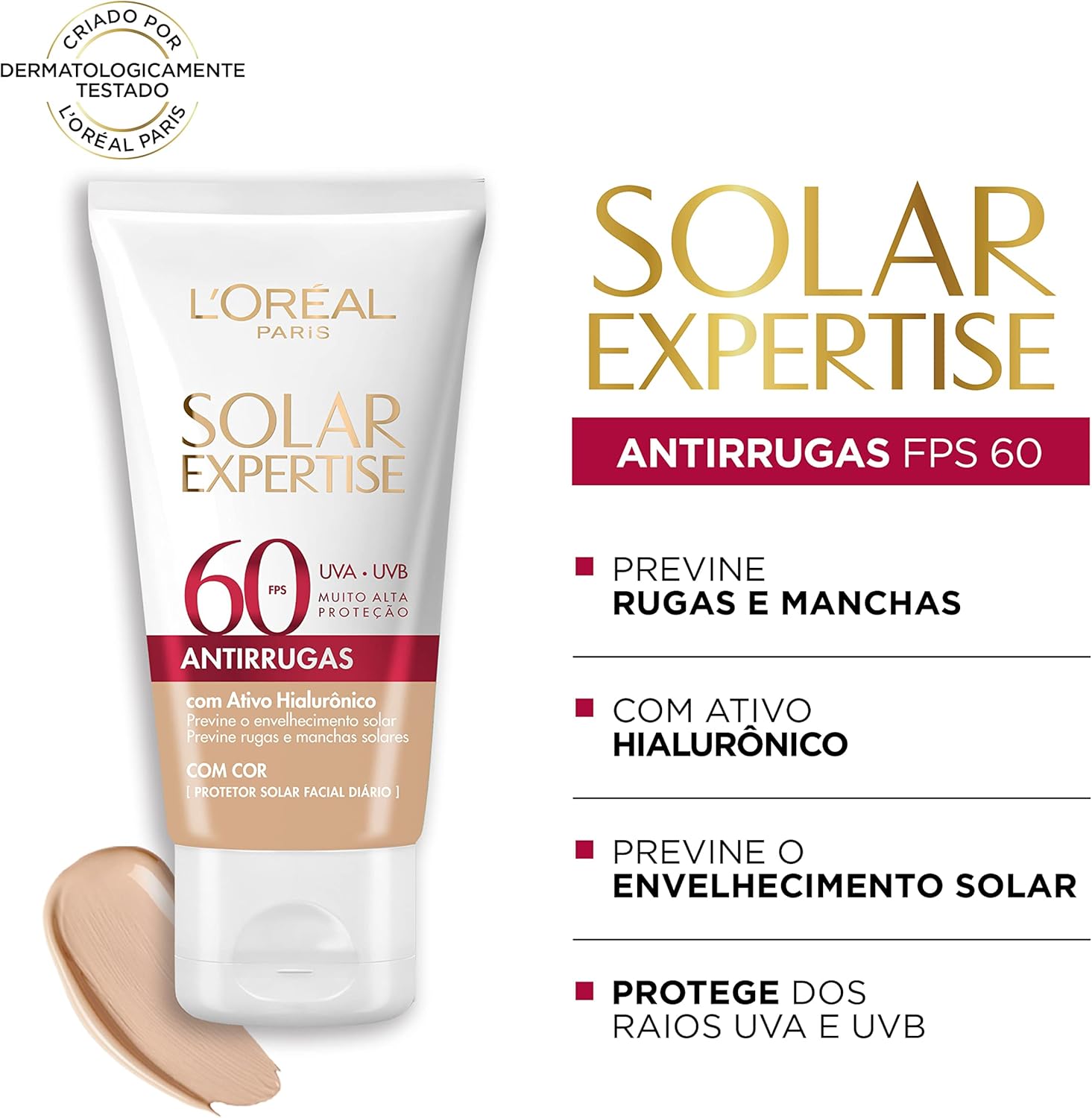 Protetor Solar Facial L'Oréal Paris Solar Expertise Antirrugas Fps 60 Com Cor 40G