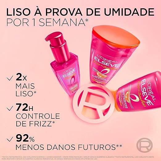 L'Oréal Paris Elseve Liso dos Sonhos Condicionador, com Efeito Liquid Hair, Enriquecido com AHA e Queratina Vegetal para Alinhamento Capilar e Brilho Intenso, 400ml
