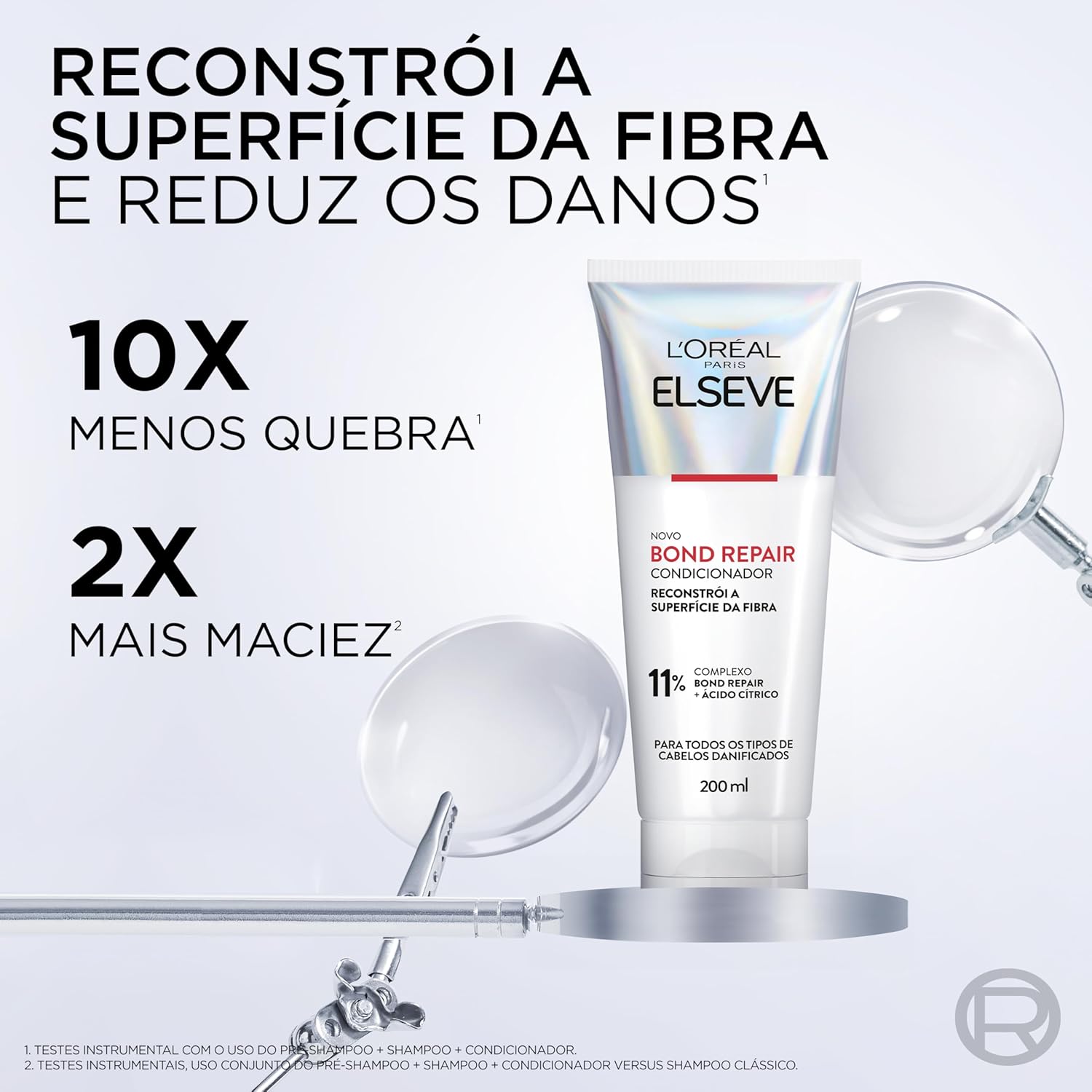 L'Oréal Paris Elseve Bond Repair Kit Tratamento Completo Reparação Molecular com Ácido Cítrico, Reconstrói Ligações e Devolve Força aos Cabelos Danificados (Pré-Shampoo + Shampoo + Condicionador)