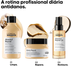 L'Oréal Professionnel Óleo 10 em 1 Absolut Repair | Multi-benefícios para cabelos secos e danificados | Repara e Promove Brilho | Com Gold Quinoa e Proteínas