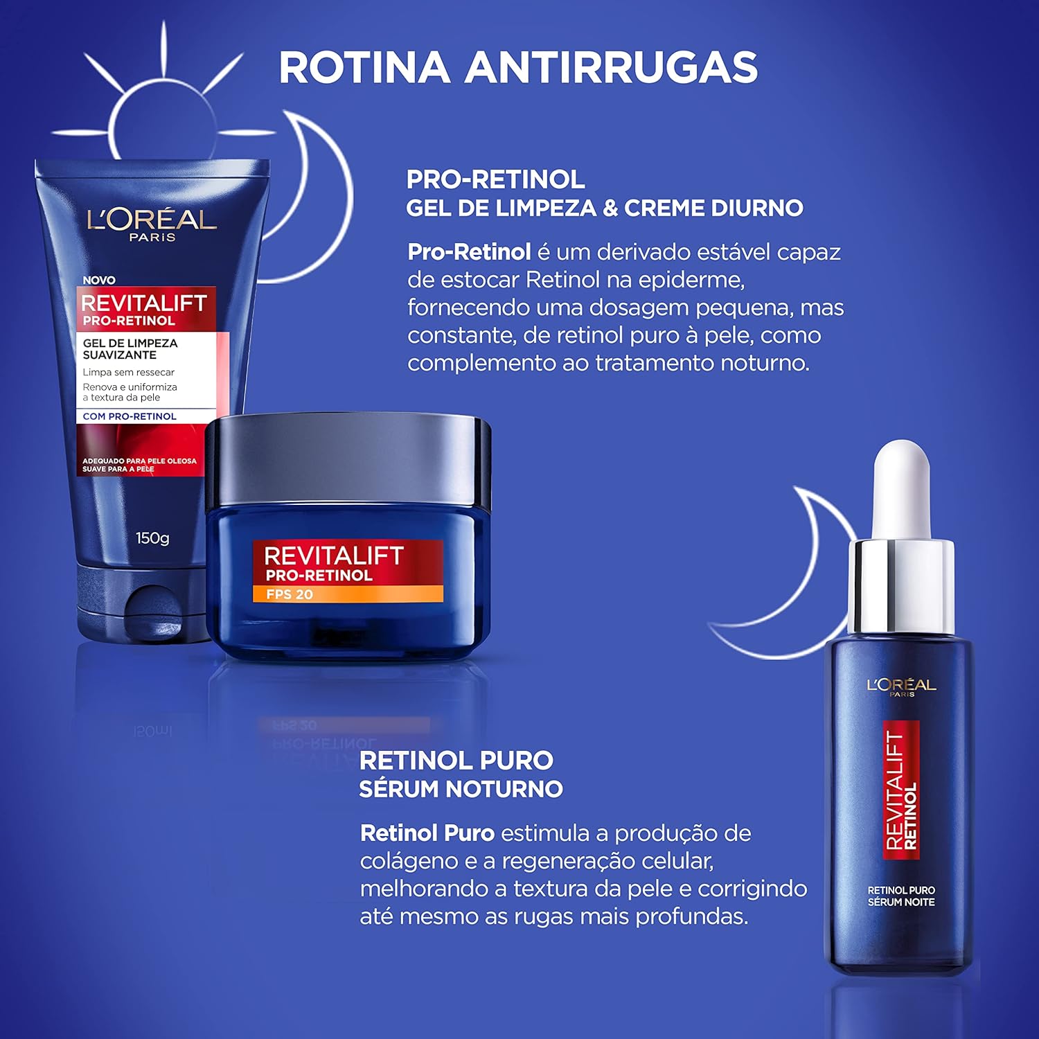 L'Oréal Paris Creme Facial Antirrugas Revitalift Pro Retinol Cuidado Diurno FPS20, 49g