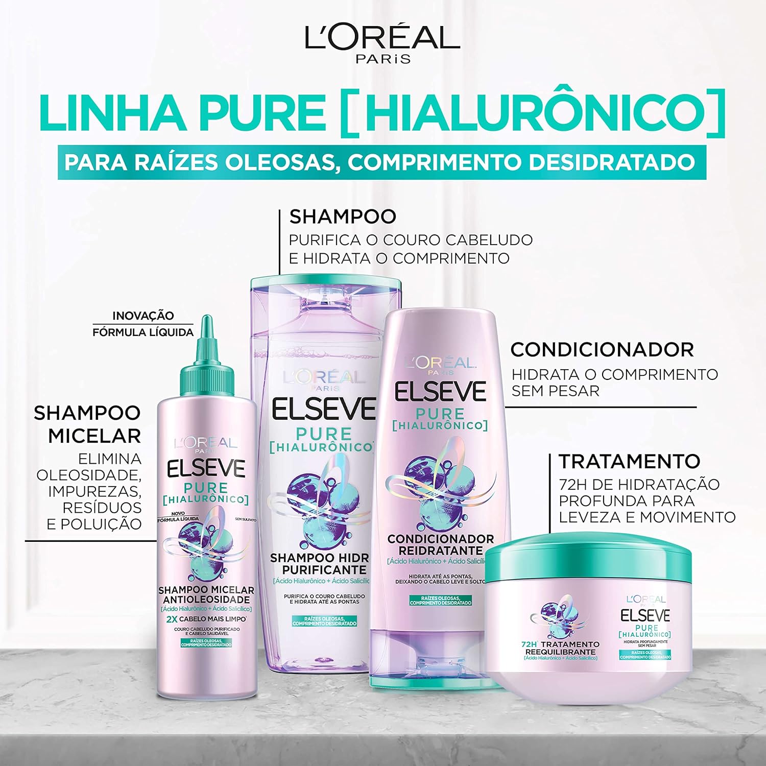 ELSÉVE Shampoo L'Oréal Paris Elseve Pure Hialurônico 400Ml