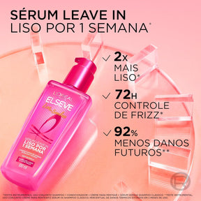L'Oréal Paris Elseve Liso dos Sonhos Sérum Leave-in, com Tecnologia Ativada por Calor para um Liso por 1 Semana, Efeito Antifrizz e Barreira Protetora Contra Umidade, 100ml