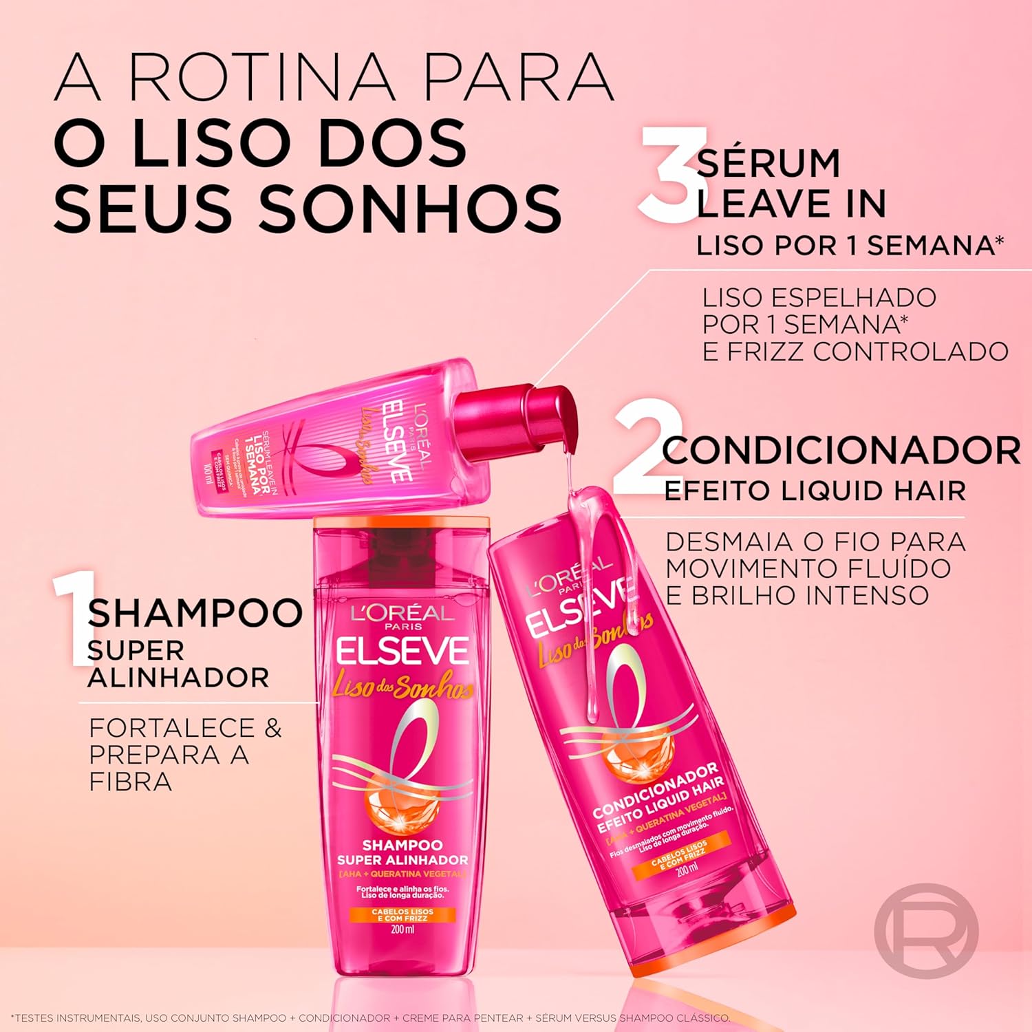 L'Oréal Paris Elseve Liso dos Sonhos Sérum Leave-in, com Tecnologia Ativada por Calor para um Liso por 1 Semana, Efeito Antifrizz e Barreira Protetora Contra Umidade, 100ml