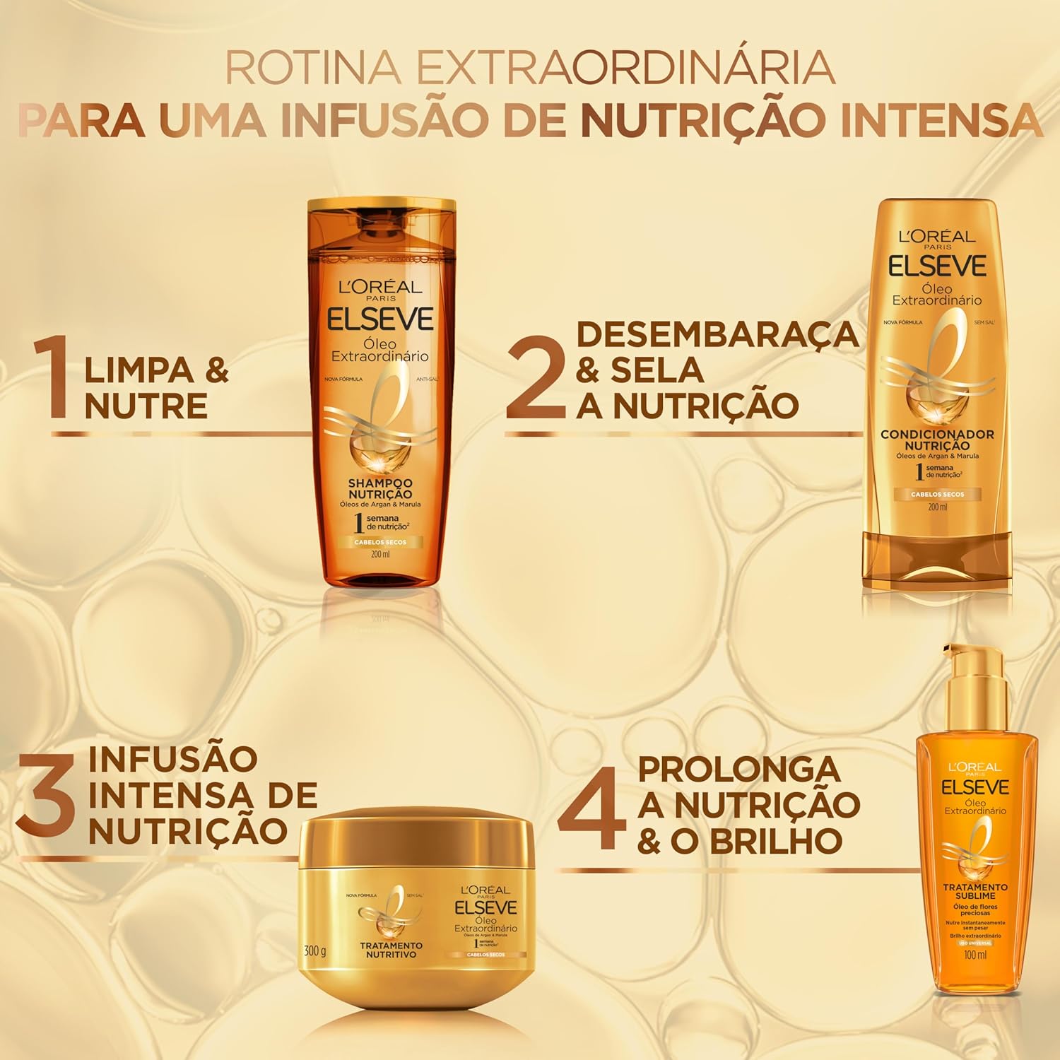 ELSÉVE Óleo Capilar L'Oréal Paris Elseve Óleo Extraordinário 100Ml - Leave In Anti Frizz Protetor Térmico Tratamento Reconstrutor Para Todos Os Tipos De Cabelo