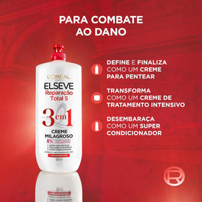 Creme Milagroso 3 em 1 Elseve Reparação Total 5 500ml