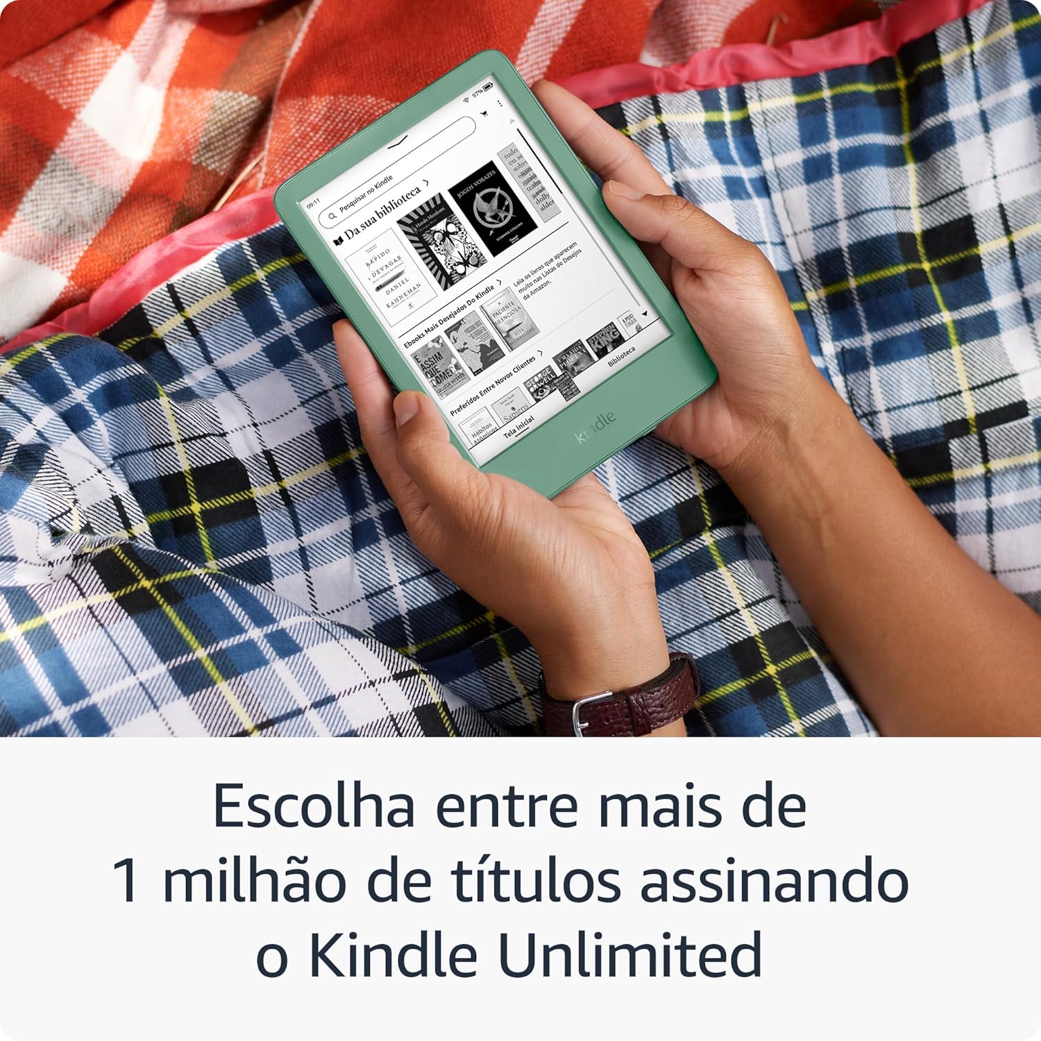 Kindle 16 GB (Geração mais recente) - Leve e compacto, com tela antirreflexo, trocas de página mais rápidas, luz frontal ajustável e bateria de longa duração - Cor Verde