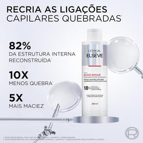 L'Oréal Paris Elseve Bond Repair Kit Tratamento Completo Reparação Molecular com Ácido Cítrico, Reconstrói Ligações e Devolve Força aos Cabelos Danificados (Pré-Shampoo + Shampoo + Condicionador)