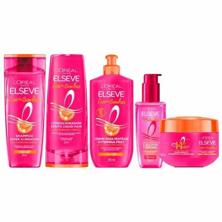 Elseve Liso dos Sonhos Kit - Condicionador + Shampoo + Máscara Capilar + Creme para Pentear + Sérum Leave-In Kit