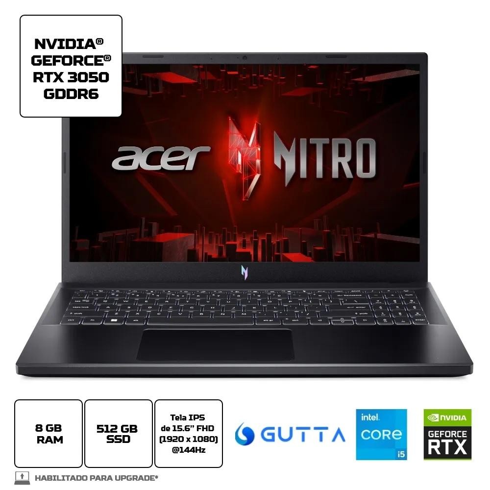 Notebook Acer Nitro V Intel® Core i5-13420H   15.6” FHD GeForce RTX3050 512GB SSD 8GB RAM Linux